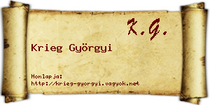 Krieg Györgyi névjegykártya